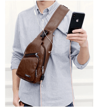 Load image into Gallery viewer, Crossbody Chest Leather bag for men