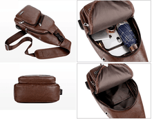 Load image into Gallery viewer, Crossbody Chest Leather bag for men