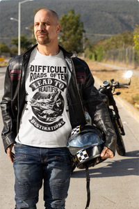 Difficult Roads Often Lead To Beautiful Destination - Distressed Design Tshirt