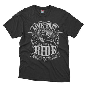 Live Fast Ride Free - Distressed Design T-shirt