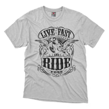 Load image into Gallery viewer, Live Fast Ride Free - Distressed Design T-shirt