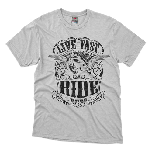 Live Fast Ride Free - Distressed Design T-shirt